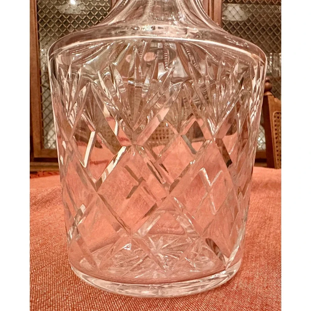 Vintage Cut Glass Liquor Decanter: Clear Barware Collection